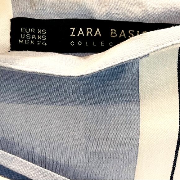 Zara Blue Striped Frill Ruffle Midi Skirt Size XS - Picture 3 of 3